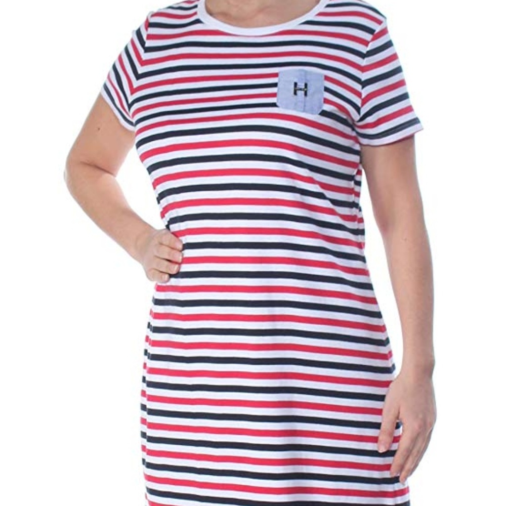 Tommy Hilfiger Womens Striped Pocket Short Sleeve